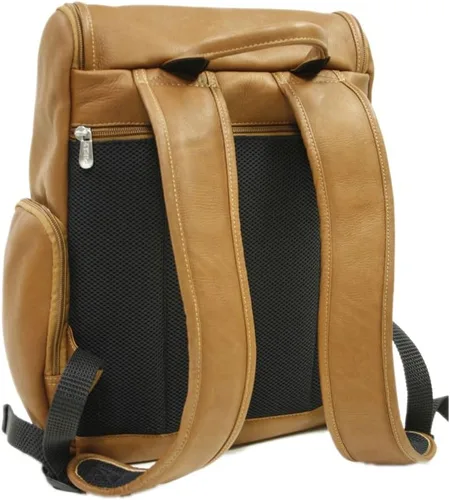 Vista 3 de Piel Leather Mochila para portátil con múltiples bolsillos, Saddle, Mochila para portátil con múltiples bolsillos