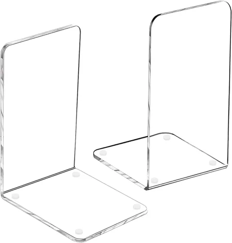 Vista 10 de Lulonpon 2 Piezas Sujetalibros, Sujetalibros, Sujetalibros para Estantes, Sujetalibros para Libros Pesados, Sujetalibros Transparentes, Sujetalibros