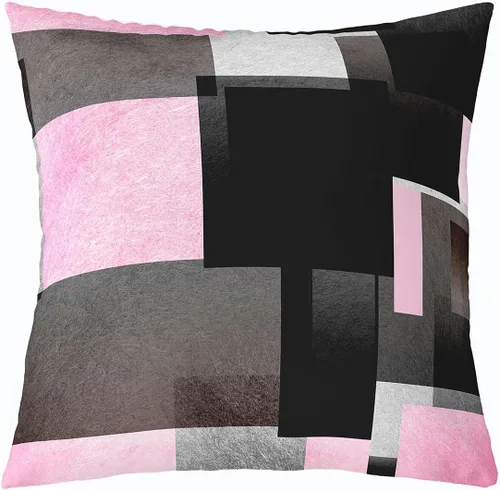 Vista 27 de Paquete de 4 fundas de almohada para exteriores, color rojo burdeos, juego de fundas de cojín geométricas cuadradas de color marrón y gris
