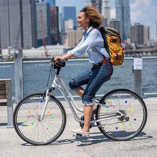 Vista 4 de NT-ling Radios de rueda de bicicleta de estrella con cuentas de clip de plástico para bicicleta, radios coloridos para bicicleta, decoraciones