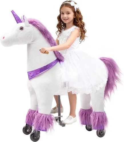Vista 11 de Juguete de montar unicornio Pipleo para niños de 4 a 9 años, juguete de montar unicornio, animal de peluche mecánico de unicornio, sin batería ni