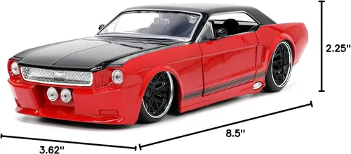 Vista 8 de Jada Big Time Muscle 1:24 1965 Ford Mustang - Auto fundido a presión (rojo/negro)