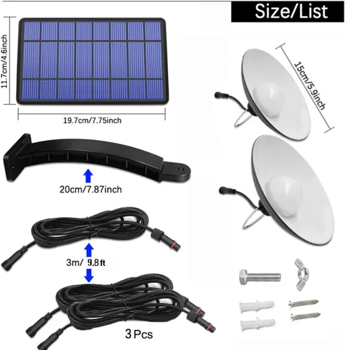 Vista 8 de ABZXT Luces solares colgantes mejoradas de doble bombilla, luces IP65 impermeables, lámpara automática del atardecer al amanecer con control remoto