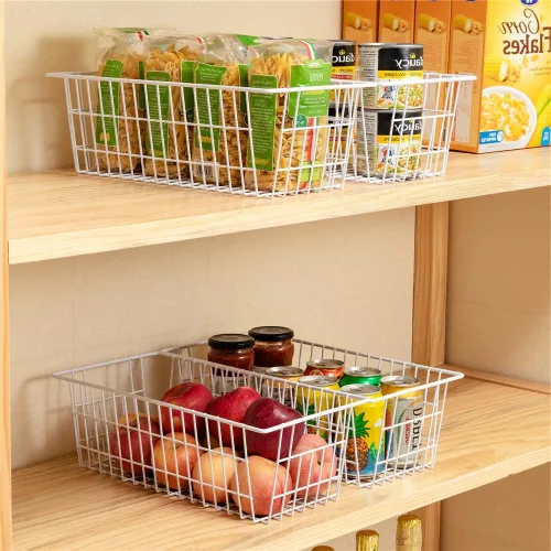 Vista 9 de SANNO Cestas para congelador, cesta de almacenamiento de alambre para congelador, organizador de alimentos para congelador, cesta de alambre
