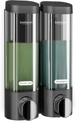 Vista 9 de Dispensador de jabón de ducha 2 en 1, dispensador de champú y acondicionador de cámara de 10.1 fl oz, dispensador de champú para ducha montado