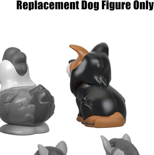 Vista 4 de Pieza de repuesto para Fisher-Price Little People Farm Animal Friends - GFL21 - Figura de repuesto para perro negro, gris y blanco