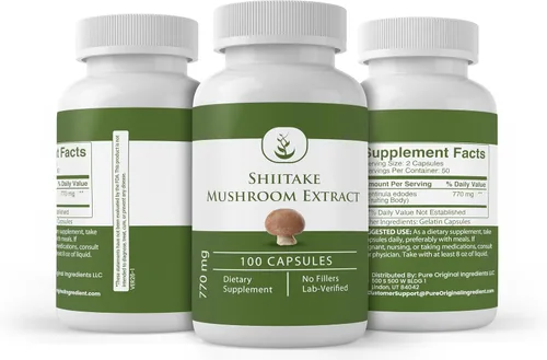Vista 4 de Pure Original Ingredients Extracto de hongos Shiitake (100 cápsulas) siempre puro, sin aditivos ni rellenos, verificado por laboratorio