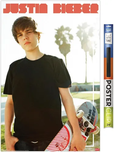 Vista 19 de Trends International Justin Bieber - Póster de pared de monopatín, 14.725 x 22.375 pulgadas, versión enmarcada de madera de granero