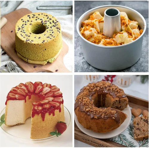 Vista 7 de Molde de pastel de comida de ángel de 6 pulgadas con parte inferior extraíble, molde redondo de aluminio para tartas de gasa, molde para hornear