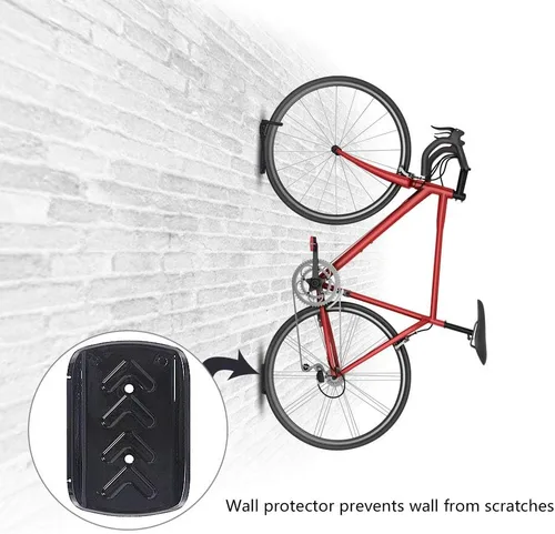 Vista 4 de Dirza Soporte de pared para bicicleta con bandeja para neumáticos, estante vertical para almacenamiento de bicicletas para interiores, garaje
