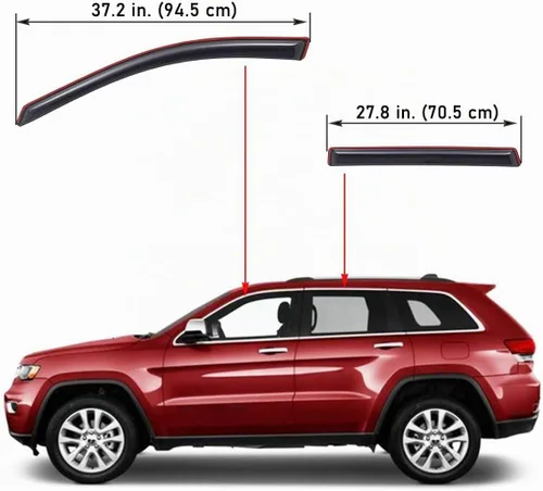 Vista 2 de Lightronic Visera de ventana de ventilación automática con clip extra duradero, se adapta a Jeep Cherokee 2014-2023, protección UV, deflector