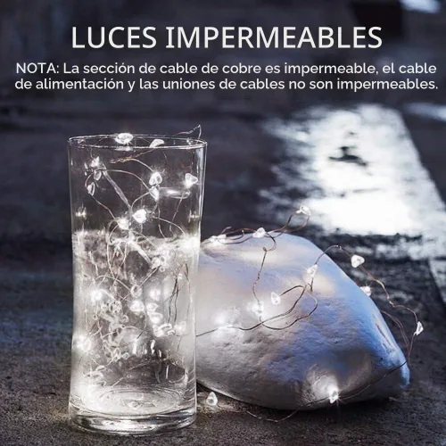 Vista 3 de Paquete de 24 luces de hadas que funcionan con pilas [3 modos], 2,1 metros, 20 luces LED mini centelleantes, impermeables, con alambre plateado