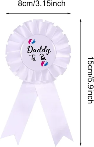 Vista 4 de NEWHAPPYLAND - Decoraciones para baby shower, banda y hojalata, insignias para mamá y papá, recuerdos de fiesta de revelación de género