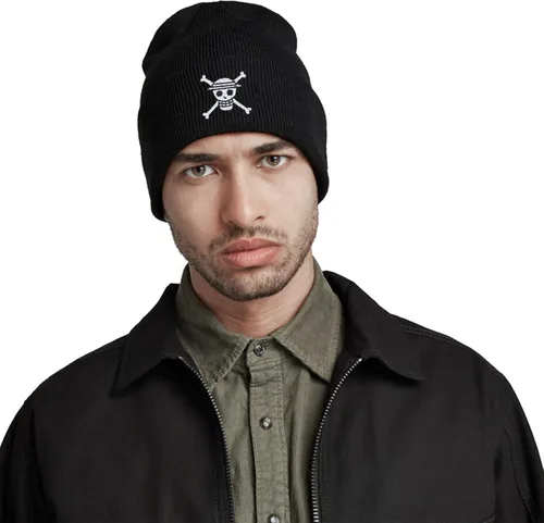Vista 2 de Linhiian Anime Skull and Crossbones Embroidered Black Beanie Hats for Men Wome-Warm Stretchable Quackity Cuffed Beanie Hat