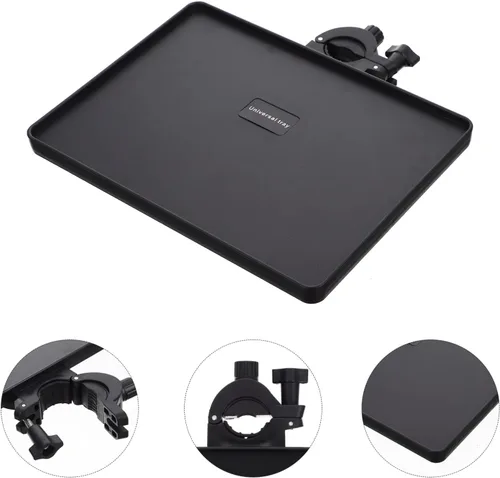 Vista 4 de HEALLILY Bandeja de soporte para micrófono, soporte ajustable con abrazadera, soporte universal para micrófono, para transmisión en vivo, concierto