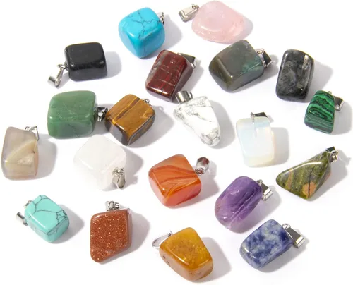 Vista 7 de Cadikez 12 piezas colgantes de cruz de piedra natural, cristales curativos de cuarzo chakra reiki colgantes de piedras preciosas dijes a granel