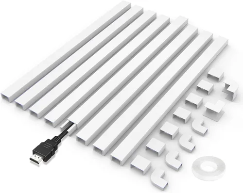 Vista 9 de Corrector de cables pequeño, sistema de gestión de cables de canal de un cable, cubierta compacta para cables para el hogar y la oficina, paquete
