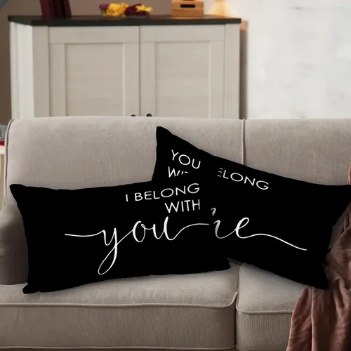 Vista 2 de (RB) - Juego de 2 fundas de almohada de franela con texto en inglés "I Belong with You, You Belong with Me", 12 x 20 pulgadas, regalos