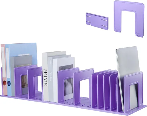 Vista 10 de Clasificador de Archivos Vertical Ajustable de Plástico Resistente Expandible Soporte de Archivos Vertical, Organizador de Carpetas de Escritorio