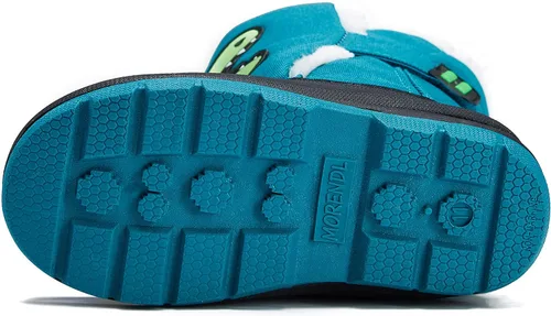 Vista 6 de MORENDL Botas de nieve para niños, impermeables, con forro de piel, cálidas, antideslizantes, para niños y niñas, para caminar al aire libre