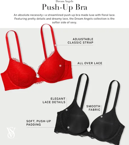Vista 4 de Victoria's Secret Push Up Bra, Dream Angels, Bras for Women (32A-38DDD)