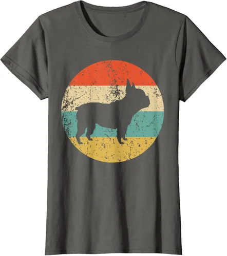 Vista 9 de Camiseta de perro retro de Bulldog Francés Negro