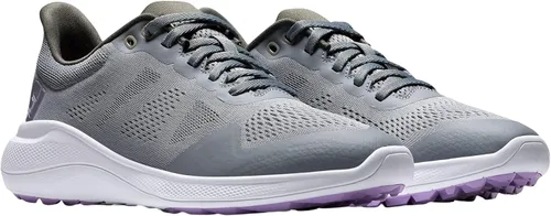 Vista 2 de FootJoy FJ Flex - Zapatos de golf para mujer, estilo de temporada anterior Gris/Blanco/Lavanda