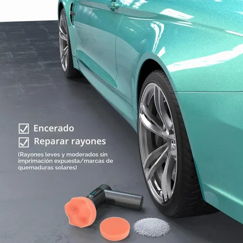 Vista 7 de Kit de pulidor inalámbrico para automóvil con baterías recargables USB-C de 2000 mAh, kit de cera portátil para automóvil con 3 discos adicionales
