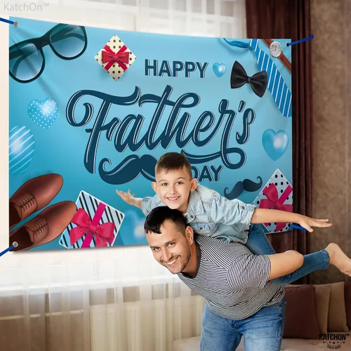 Vista 6 de KatchOn Cartel de feliz día del padre, extragrande, 72 x 44 pulgadas, decoración azul del día del padre para fiesta y hogar