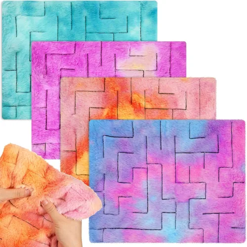 Vista 10 de 4 piezas de tapete sensorial de laberinto de mármol, juguetes para aliviar el estrés, tapete sensorial calmante para aliviar la ansiedad, juguetes