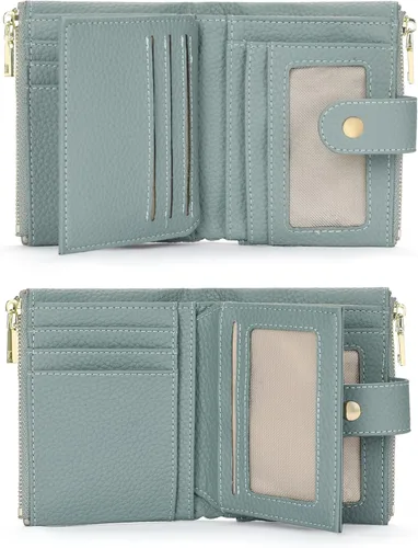 Vista 7 de GOIACII Cartera pequeña para mujer con doble bolsillo con cremallera RFID bloqueo cartera de cuero para mujer