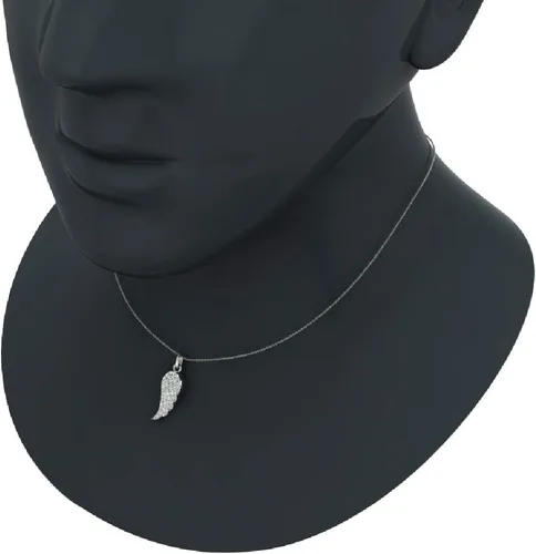 Vista 2 de Glitz Design Collar con colgante de diamante de ala de ángel de 0.47 ct tw, oro de 14 K (I,I1) calidad popular