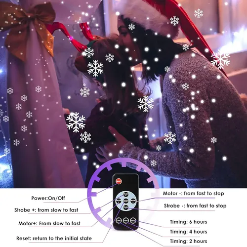 Vista 7 de Proyector de luces de copo de nieve para exteriores con control remoto, luces de proyector de copo de nieve de Navidad, IP65 impermeable, luz
