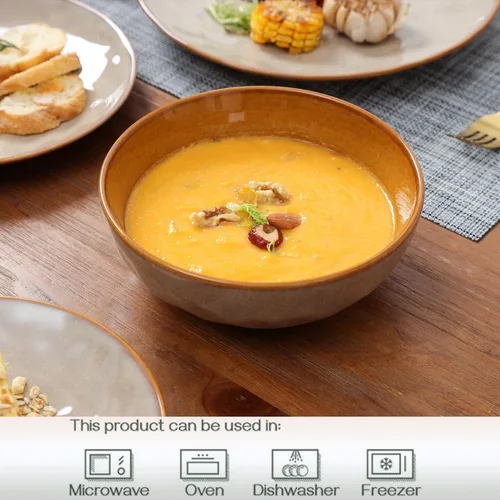 Vista 3 de vicrays Juego de Cuencos de Cerámica para Ensalada de Cocina, para Servir - Cuencos de Sopa de 32 Onzas, Cuencos para Pasta, Resistentes a