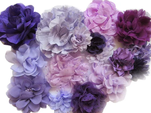 Vista 6 de YYCRAFT Paquete de 30 diademas de flores de gasa de 2 pulgadas, color rosa bebé