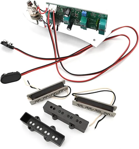Vista 7 de Alnico - 5 pastillas de bajo para jazz con sistema de placa de control de carga completa precableada, cuello de guitarra/puente de pastilla de bajo