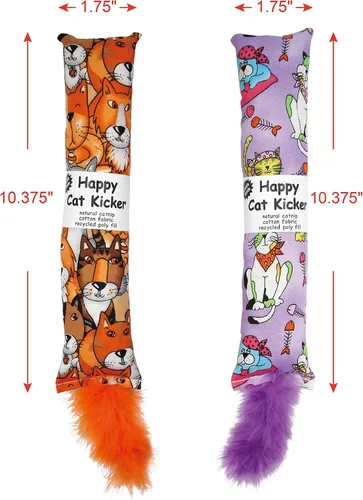Vista 7 de Jumpaws Paquete de 2 pateadores interactivos naturales para gatos con plumas, juguete masticable resistente a mordeduras, patín arrugado, accesorios