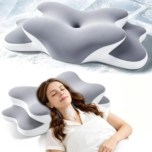 Vista 13 de Almohada Ergo para la apnea del sueño, dolor de cuello y alivio de ronquidos, almohada cervical cervical para dormir de lado, espuma viscoelástica