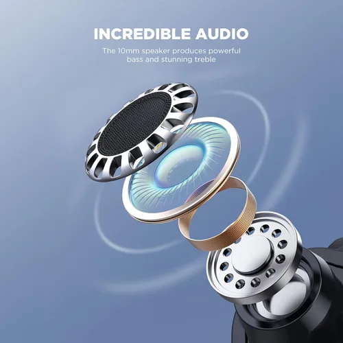 Vista 7 de Nuevos auriculares inalámbricos HTC True 7 Bluetooth 5.3, auriculares intraurales con cancelación de ruido para juegos, ejercicio, 40 ms de latencia
