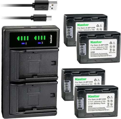 Vista 7 de Kastar Reemplazo del cargador de batería USB IA-BP105R LTD2 para cámaras Samsung HMX-F80BN, HMX-F80SN, HMX-F80BN/XAA, HMX-F80SN/XAA, HMX-F800