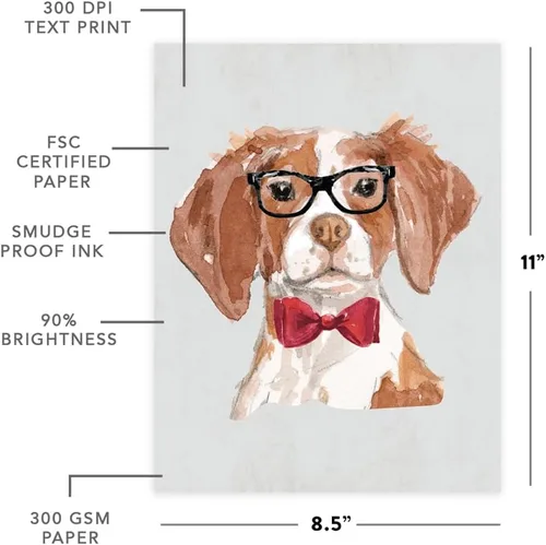Vista 50 de Andaz Press Póster impreso para pared de perro, 8.5 x 11 pulgadas, Bulldog inglés con gafas negras, 1 paquete, regalo de cumpleaños de Navidad, sin