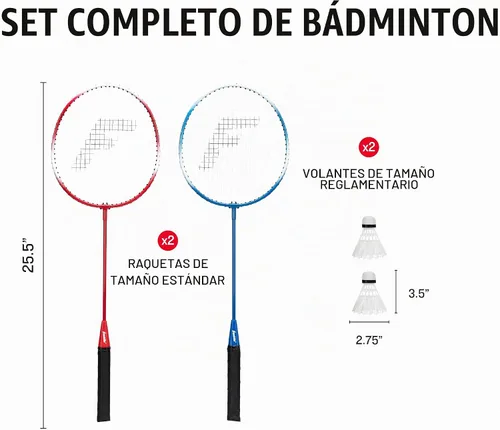 Vista 5 de Franklin Sports Badminton Racket + Birdie Set - Replacement Badminton Equipment for Kids + Adults - 2 Player - 4 Player Badminton Racket Sets Rojo