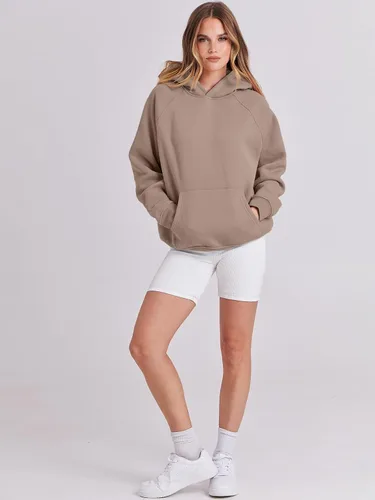 Vista 23 de ANRABESS - Sudaderas con capucha para mujer, sobre talla, de vellón de manga larga, modelo de 2024, para otoño