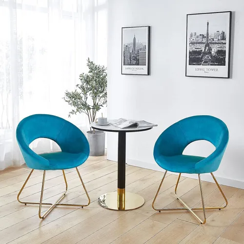 Vista 9 de Juego de 2 sillas modernas de terciopelo para sala de estar, sillas de comedor, sofá individual, cómodas sillas tapizadas, sillas de descanso
