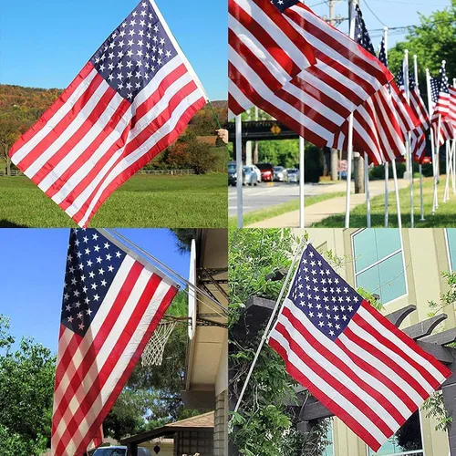 Vista 6 de Bandera americana de 2 x 3 pies para interiores y exteriores - Banderas de Estados Unidos de poliéster y nailon - Bordes de doble costura con ojales