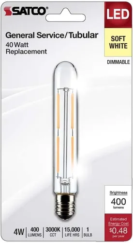 Vista 2 de Satco Bombilla de salida tubular con base de tornillo intermedia 21860-4T6.5/LED/CL/930/120V/E17/1CD (S21860)