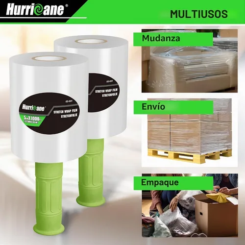 Vista 7 de HURRICANE Película elástica con mango de plástico, paquete de 2 mini rollos de película elástica transparente, calibre 80 de 5 pulgadas, 1000 pies