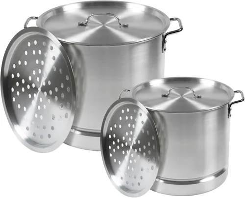 Vista 9 de IMUSA - Juego de vaporera de aluminio de dos piezas, 28Qt y 10Qt, plateado