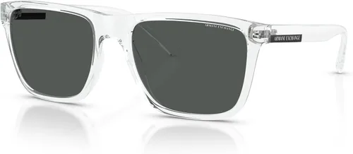 Vista 7 de Armani Exchange AX4080S - Gafas de sol cuadradas para hombre + paquete con kit de lentes de accesorios Negro mate/gris claro espejo negro