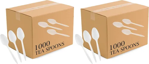Vista 13 de Plasticpro Cutlery Plastic Sporks Medium Weight Disposable Silverware White (1000 Count) (Pack of 3)